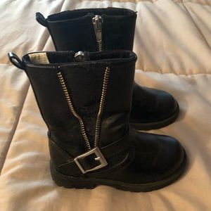 Black boots with black sparkle embellishments